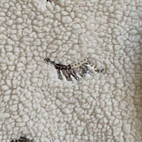 No Boundaries Womens Christmas Sweater SM White Fleece Plush Sleeping Reindeer - Picture 6 of 13